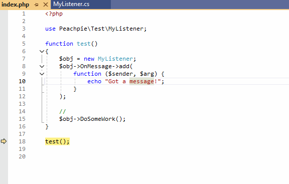 debugging C# event used from PHP